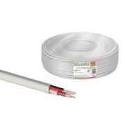 Кабель для видеонаблюдения КВК-В-2 2х0,5 мм (200м), для внутренней прокладки, белый народный