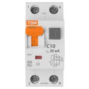 АВДТ 63 2Р(1Р+N) C10 30мА 6кА тип А - Автоматический Выключатель Дифференциального тока TDM