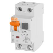 АВДТ 63 2Р(1Р+N) B25 10мА 6кА тип А - Автоматический Выключатель Дифференциального тока TDM