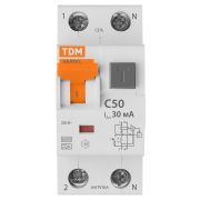 АВДТ 63 2Р(1Р+N) C50 30мА 6кА тип А - Автоматический Выключатель Дифференциального тока TDM