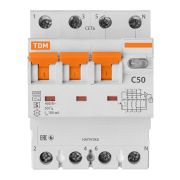 Автоматический Выключатель Дифференциального тока селективного типа АВДТ 63S 4P(3P+N) C50 100мА 6кА тип АС TDM