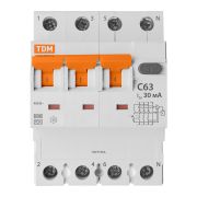 АВДТ 63 4P(3Р+N) C63 30мА 6кА тип А - Автоматический Выключатель Дифференциального тока TDM