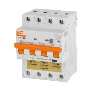 Дифференциальный автоматический выключатель АД4P 4Р С25 30-100-300мА 6кА тип АС TDM