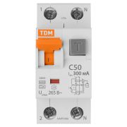 АВДТ 64 2Р(1Р+N) C50 300мА тип а защита 265В - Автоматический Выключатель Дифференциального тока TDM