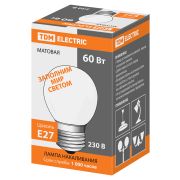 Лампа накаливания «Шар матовый» 60 Вт-230 В-Е27 TDM