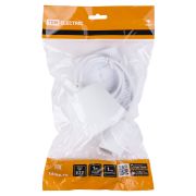 Патрон пластиковый Е27 с подвесом 1 м, белый TDM