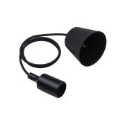 Патрон пластиковый Е27 с подвесом 1 м, черный TDM