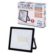 Прожектор светодиодный СДО-04-050Н-Ф (с фотореле) 50 Вт, 6500 К, IP65, черный, Народный