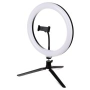 Лампа кольцевая светодиодная 30 см, 16 Вт, 2700-6400 К+RGB, штатив наст., диммер, ПДУ, USB, TDM