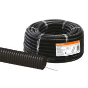 Труба гофрированная ПНД d 63 с зондом (15 м) легкая 350H черная TDM