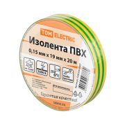 Изолента ПВХ 0,15х19мм Желто-Зеленая 20метров TDM