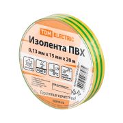 Изолента ПВХ 0,13*15мм Желто-Зеленая 20метров TDM