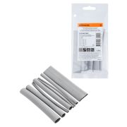 Набор трубок термоусаживаемых, не поддерживающих горение, клеевых, 8 типоразмеров, длиной 10 см ТТкНГ(3:1) «Моноцвет-диапазон, серый TDM»