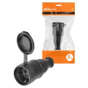 Розетка переносная с заглушкой каучук 2Р+РЕ 16А 250В IP44 TDM