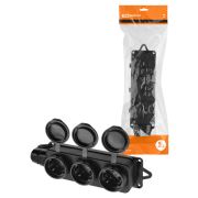 Розетка трехместная с заглушками каучук 2Р+РЕ 16А 250В IP44 TDM