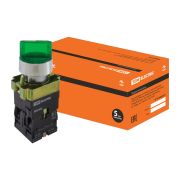 Переключатель на 2 положения SB2-BK2365 с фиксацией, 1НО+1НЗ, d22 мм, с подсветкой 230 В LED, зеленый, IP40 TDM