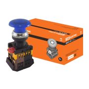 Кнопка AELA-22 «Грибок» синий d22мм неон/230В 1з+1р TDM