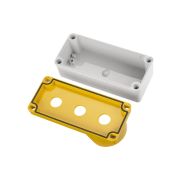 Корпус КП103 c козырьком для кнопок, 3 места, ABS желтый, IP66 TDM