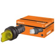 Переключатель на 2 положения SB7-CK2561 с фиксацией, 1НО, стандартная ручка, d22 мм, с подсветкой 220 В LED, желтый, IP40 TDM