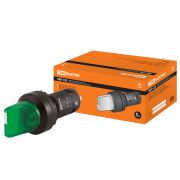 Переключатель на 3 положения SB7-CK3365 с фиксацией, 1з+1р, стандартная ручка, d22 мм, с подсветкой 220 В LED, зеленый, IP40 TDM