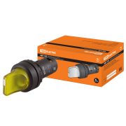 Переключатель на 3 положения SB7-CK3565 с фиксацией, 1з+1р, стандартная ручка, d22 мм, с подсветкой 220 В LED, желтый, IP40 TDM