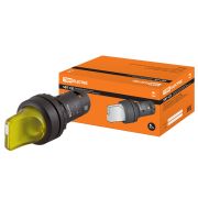 Переключатель на 3 положения SB7-CK3565 с фиксацией, 1з+1р, стандартная ручка, d22 мм, с подсветкой 24 В LED, желтый, IP40 TDM