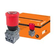 Кнопка грибовидная, возврат поворотом MPET4-10R в сборе d40мм 1з+1р красная TDM