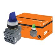 Переключатель на 3 положения с фиксацией M3SS1-21L короткая ручка(LED) d22мм/220B 1з+1р синий TDM