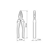 Пассатижи (плоскогубцы), с пластиковыми рукоятками, углеродистая сталь, 180 мм, серия «Гранит» TDM