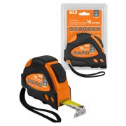Рулетка 10 м х 25 мм, тройная фиксация, автостоп, обрезиненный корпус, магнит, «Алмаз» TDM