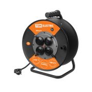 Удлинитель силовой УХз16-004 TDM (метал. катушка, А3, 4 места IP44/50м КГТП-ХЛ 3х2,5) УС1-43128