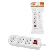 Удлинитель 3 гнезда, 7 метров, с/з, выкл., 10 А, 2300 Вт, белый, НАРОДНЫЙ У1-32055 (Ун1 321-0001)