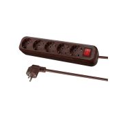 Удлинитель бытовой  У05В выключатель, 5 гнезд, 3метра,2П+3, ПВС 3х1мм2 «Эко» (бук) 16А/250В TDM