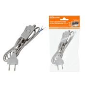Шнур с выключателем и плоской вилкой ШУ01В ШВВП-ВП 2х0,75мм2 2м. серебр. металлик TDM