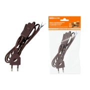 Шнур с выключателем и плоской вилкой с вырезом ШУ03В ШВВП 2х0,75мм2 2 м. коричневый «ЭКО» TDM