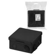 Распаячная коробка ОП 100х100х55мм, крышка, IP54, 8вх., черная, инд. штрихкод TDM