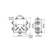 Распаячная коробка ОП 80х80х50мм, крышка, IP54, 7вх., белая, инд. штрихкод TDM