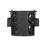 Установочная коробка СП D68х62мм, углубленная, саморезы, стыковочные узлы, черная, IP20, TDM