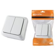 Выключатель 2-кл. открытой установки IP20 10А, белый «Ладога» TDM