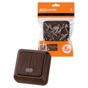 Выключатель 2-кл. открытой установки с подсветкой IP20 10А, бук «Ладога» TDM