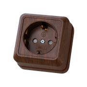 Розетка 2П+З открытой установки с з/ш IP20 16А, бук «Ладога» TDM