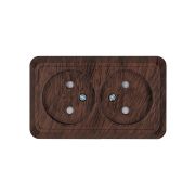 Розетка двойная 2П открытой установки с з/ш IP20 10А, бук «Ладога» TDM