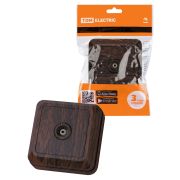 Розетка TВ простая (0-2400 Гц, «мама») открытой установки, IP20 бук «Ладога» TDM