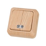 Выключатель 2-кл. открытой установки с подсветкой IP20 10А, сосна «Ладога» TDM