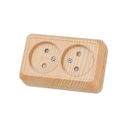 Розетка двойная 2П открытой установки с з/ш IP20 10А, сосна «Ладога» TDM