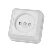 Розетка 2П открытой установки с з/ш IP20 10А, белая «Ладога» TDM