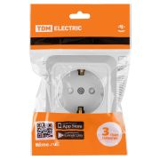 Розетка 2П+З открытой установки с з/ш IP20 16А, белая «Ладога» TDM