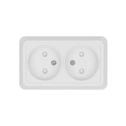Розетка двойная 2П открытой установки с з/ш IP20 10А, белая «Ладога» TDM