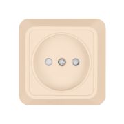 Розетка 2П открытой установки с з/ш IP20 10А, слоновая кость «Ладога» TDM