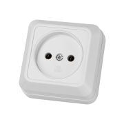 Розетка 2П открытой установки IP20 10А 250В (керамика) белая «Ладога» TDM